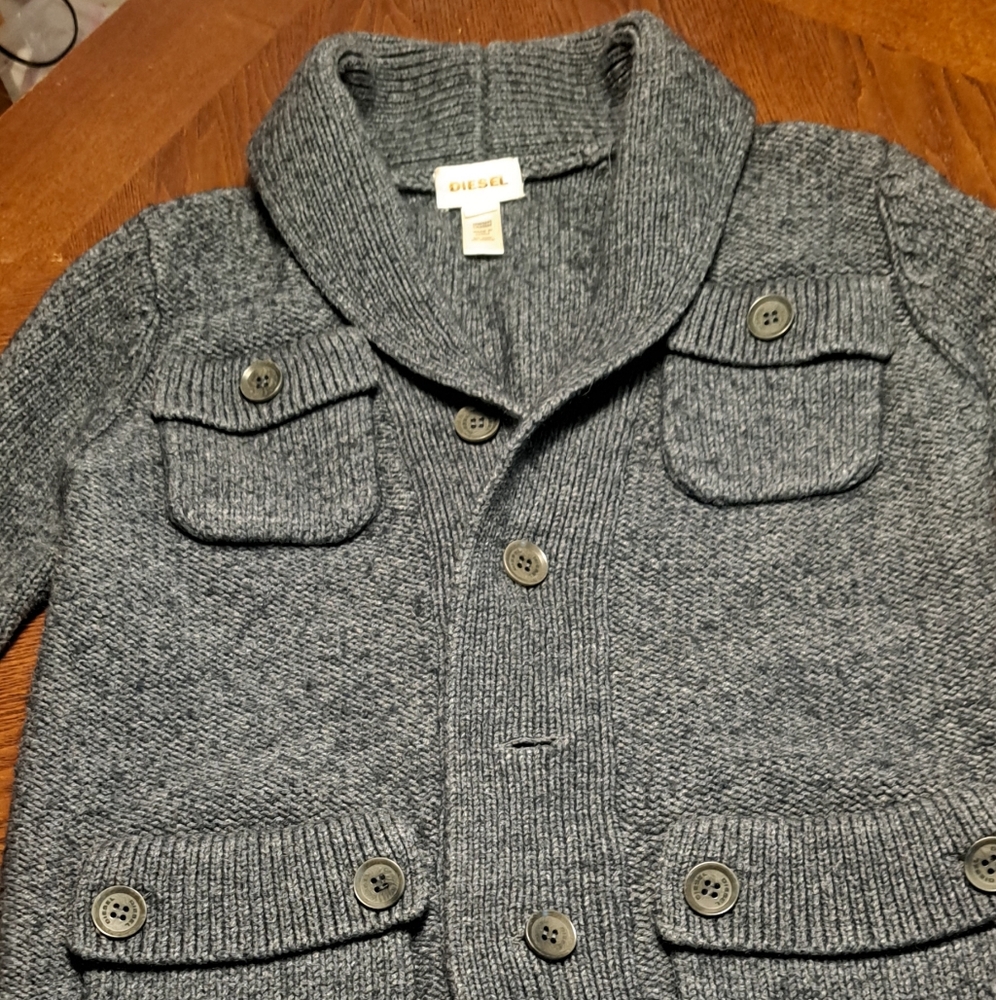 Diesel Men Charcoal Button-Up Jacket